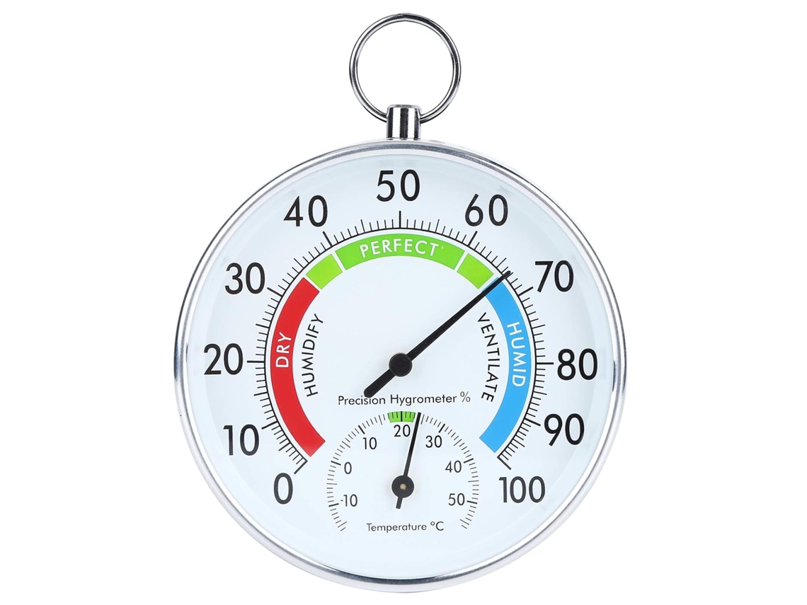Termômetro E Higrômetro, Liga De Alumínio E Plástico, Temperatura 15-50°c, Umidade 0-100% Ur, 10x10x2, 5cm
