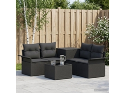 Vidaxl Conjunto De Sofás 6 Unid. 4-número De Lugares Preto