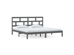 Estrutura de Cama 200x200 Cm Pinho Maciço Cinzento MAISON EXCLUSIVE