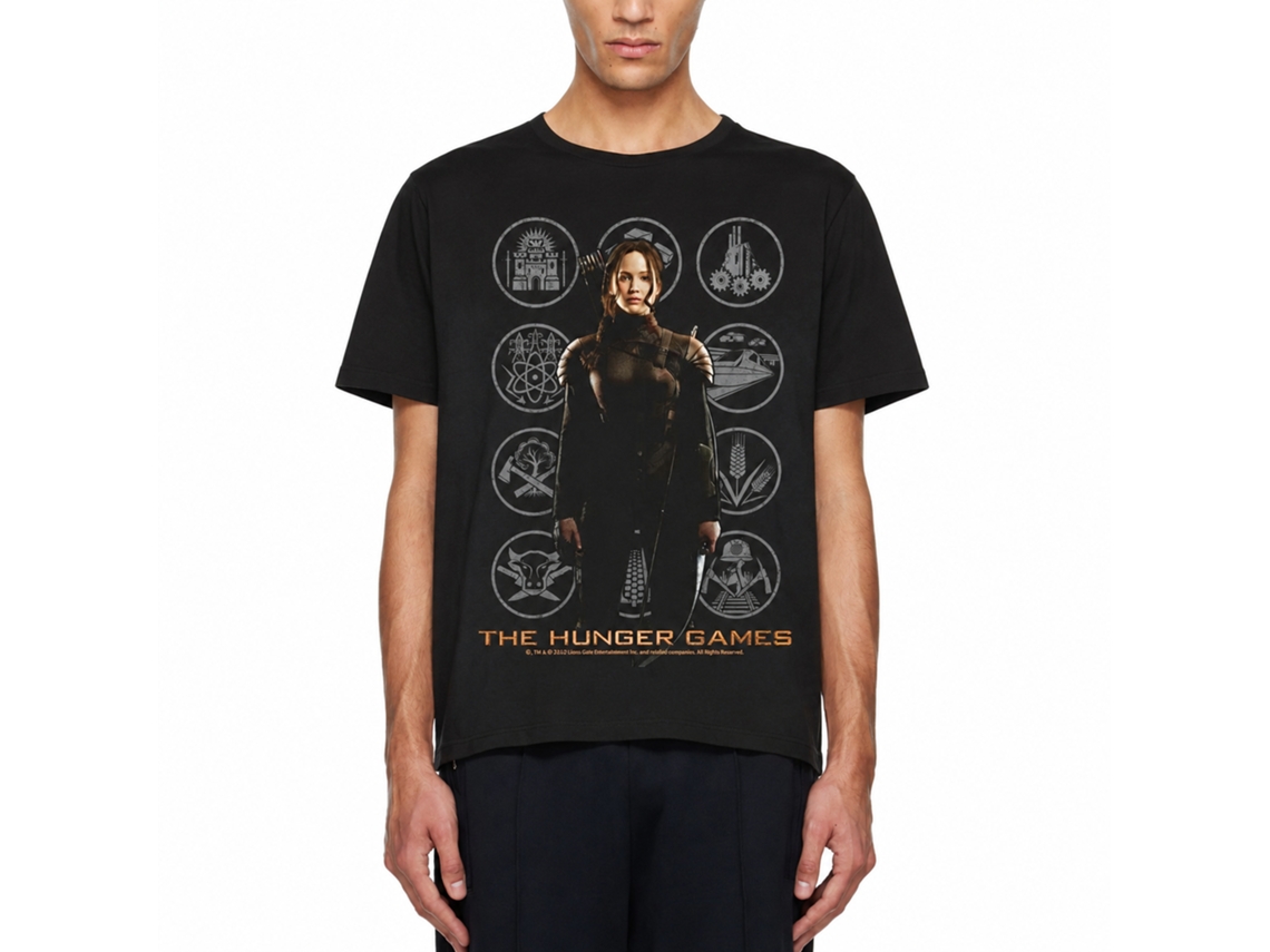Rockinstone Hunger Games Movie Katniss With Districts Black Adult T-shirt Size:xxxl