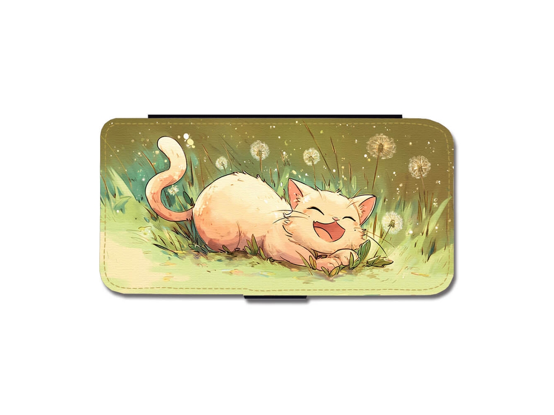 Capa Para Iphone Air Flip Com Desenho De Gato Rindo