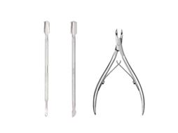 Ferramenta de Manicure e Pedicure com Cortador e Push de Cutícula de Aço Inox Profissional