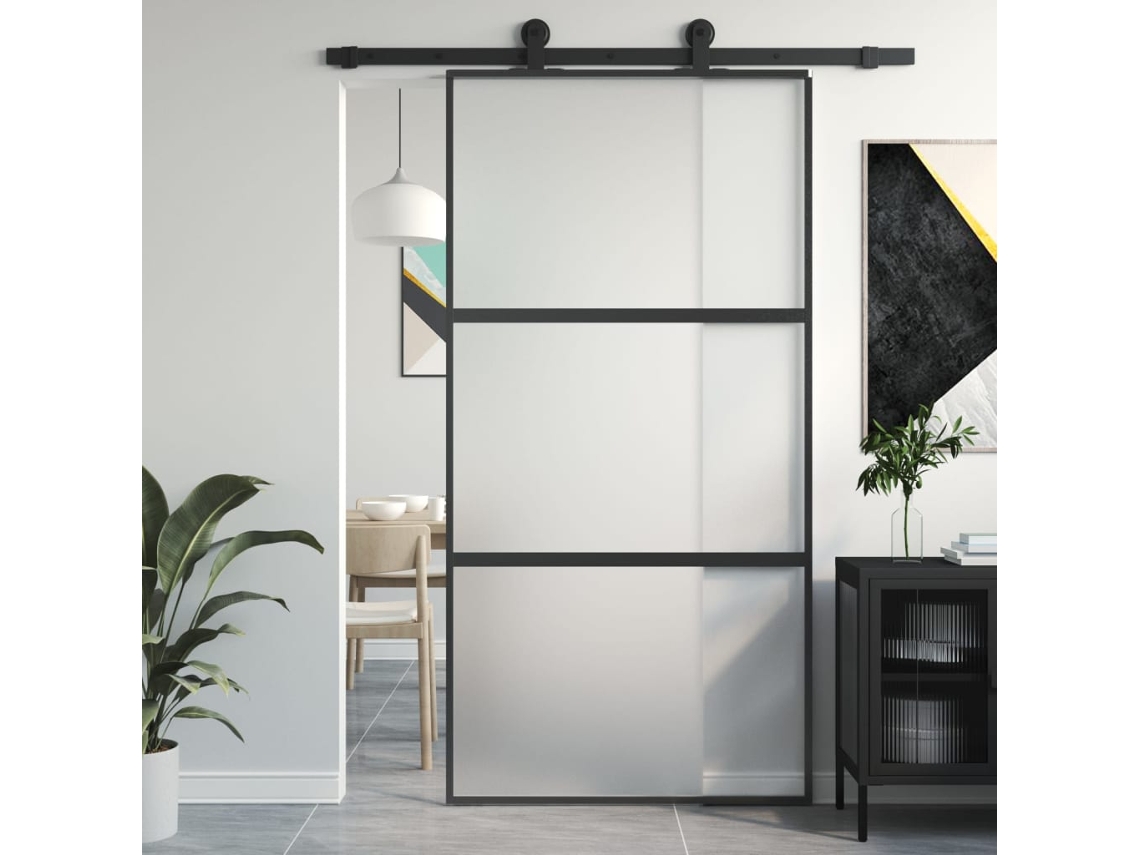 Porta Deslizante | Porta De Correr 102,5x205 Cm Vidro Temperado E Alumínio Preto Wsd244170 Lovely Home