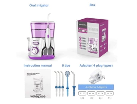 Irrigador Oral Waterpulse V300g 5 peças Pontas Fio Dental de Água Limpador Elétrico 800ml Higiene Oral Fio Dental para Cuidados Orais Zmliyecqns