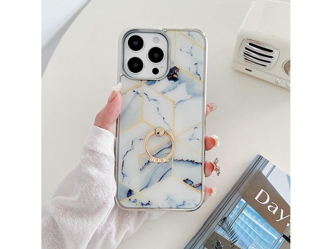 Suporte Casa Galvanizado Para Iphone 15 Pro Max Pele Sintética Branco