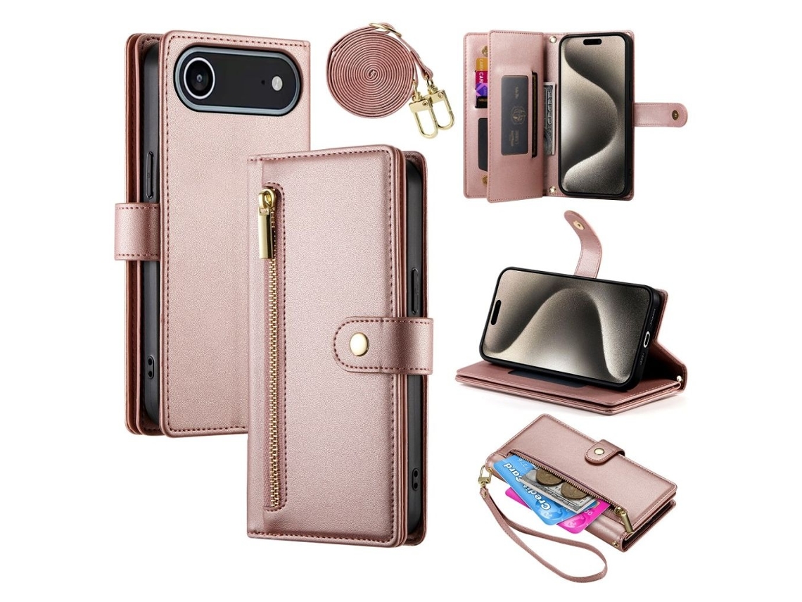 Capa Carteira Para Iphone Air Com Alça - Rosa