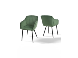 Cadeiras de Jantar GOEURVANT 711, Conjunto de 4, Verde Floresta, Veludo