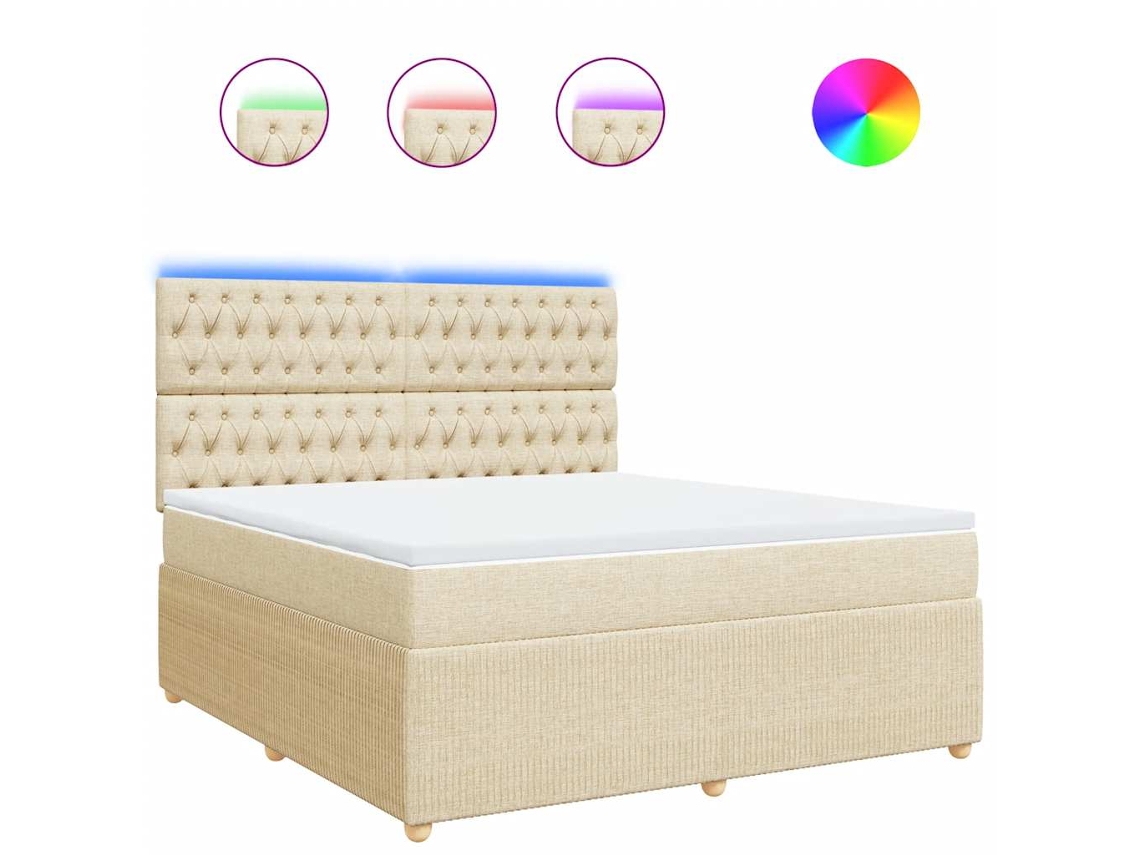 Cama com Molas/colchão 180x200 Cm Tecido Cor Creme MAISON EXCLUSIVE