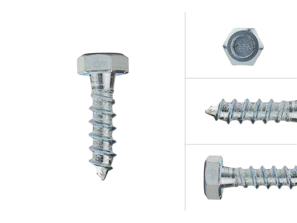 Parafusos Sextavados de Madeira Galvanizados M8 X 30 Mm 200 Peças WOVAR