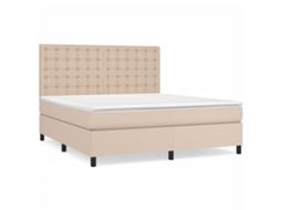 Cama com Molas Couro Artificial Cappuccino MAISON EXCLUSIVE 160x200 cm