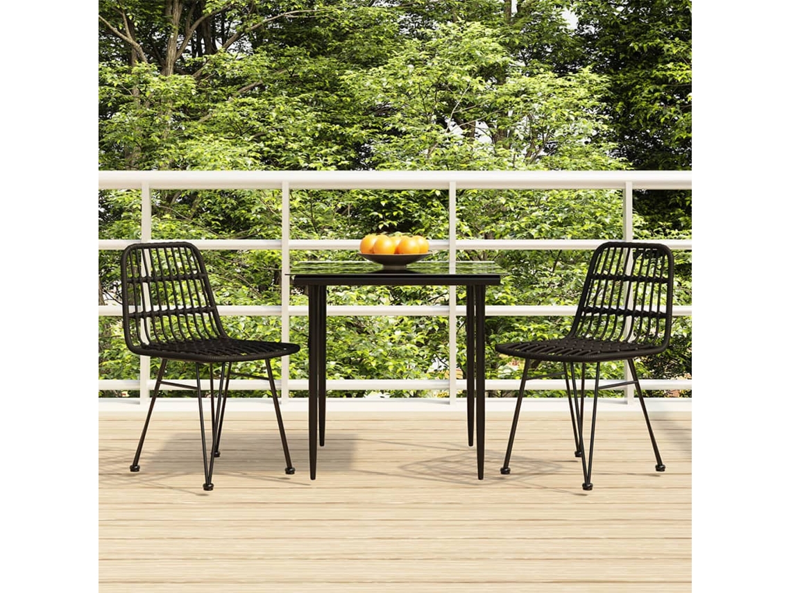 Pcs Conjunto De Jantar Para Jardim Vime Pe Preto Dkd Home Decor