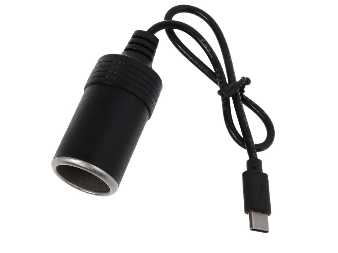 Tipo Macho Do Paládio Do Usb C De C À Fêmea Do Soquete Do Isqueiro Do Carro 12v Intensifica O Cabo