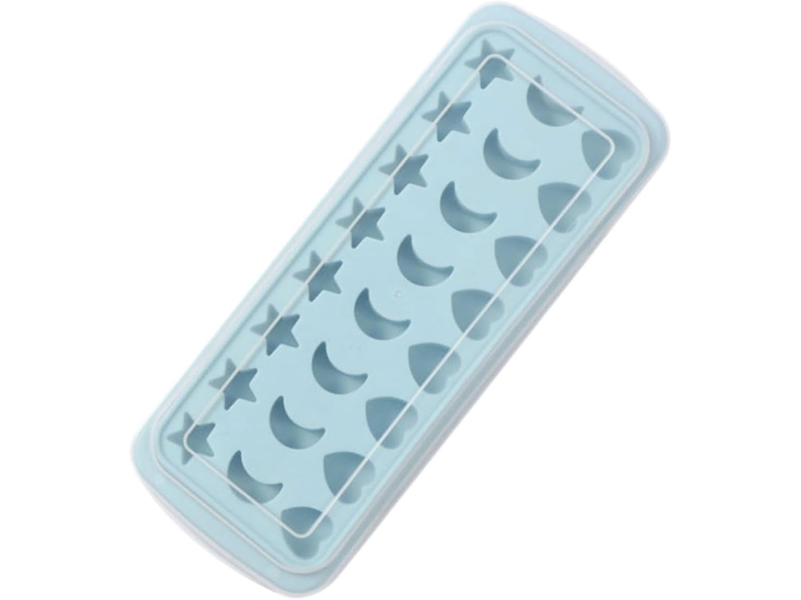 Forma De Gelo De Silicone De Qualidade Alimentar Com Base E Tampa Flexíveis, Decorada Com Estrelas, Luas E Corações.
