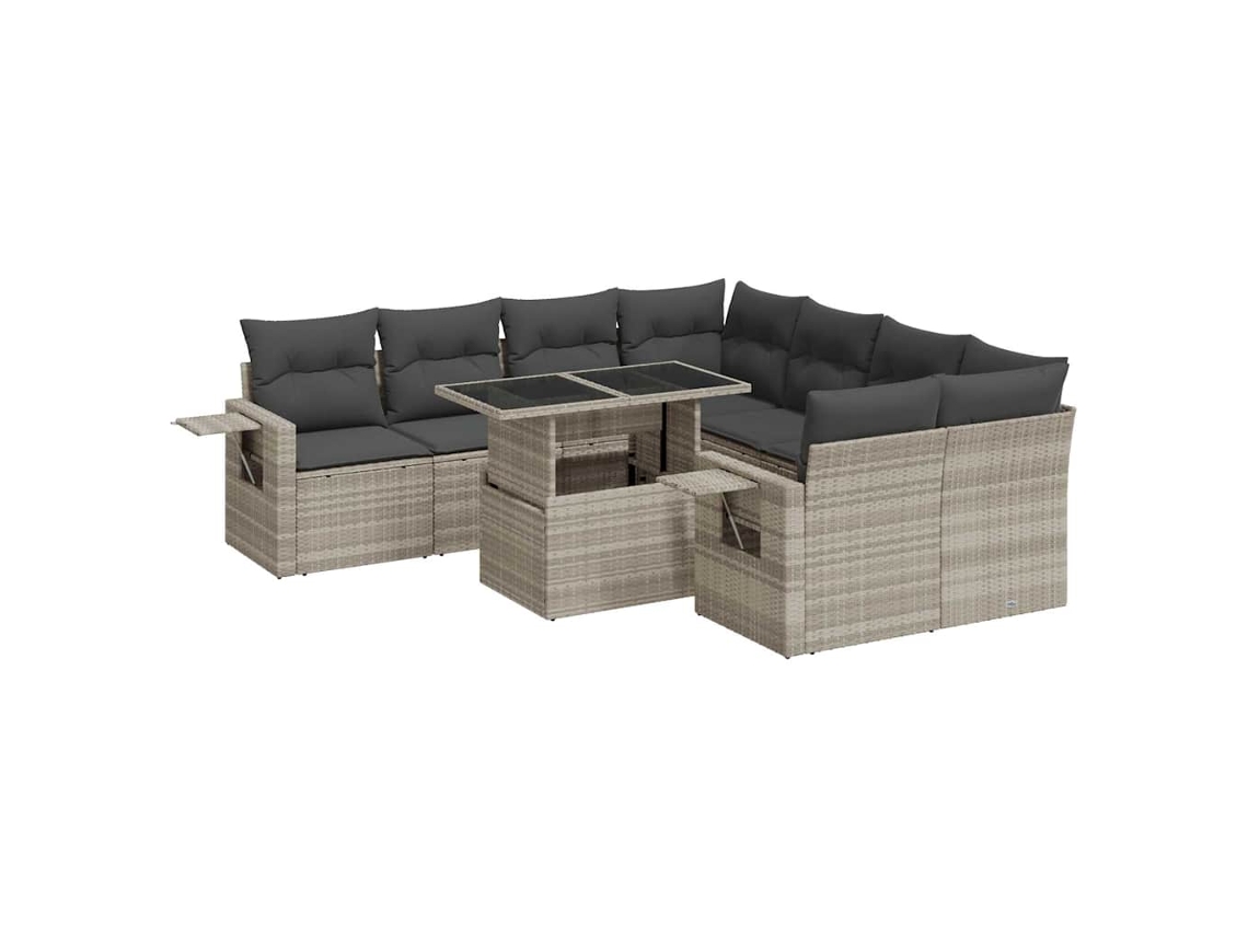 Conjunto 9 de sofás de jardim VIDAXL Cinzeto Rattan / Vime