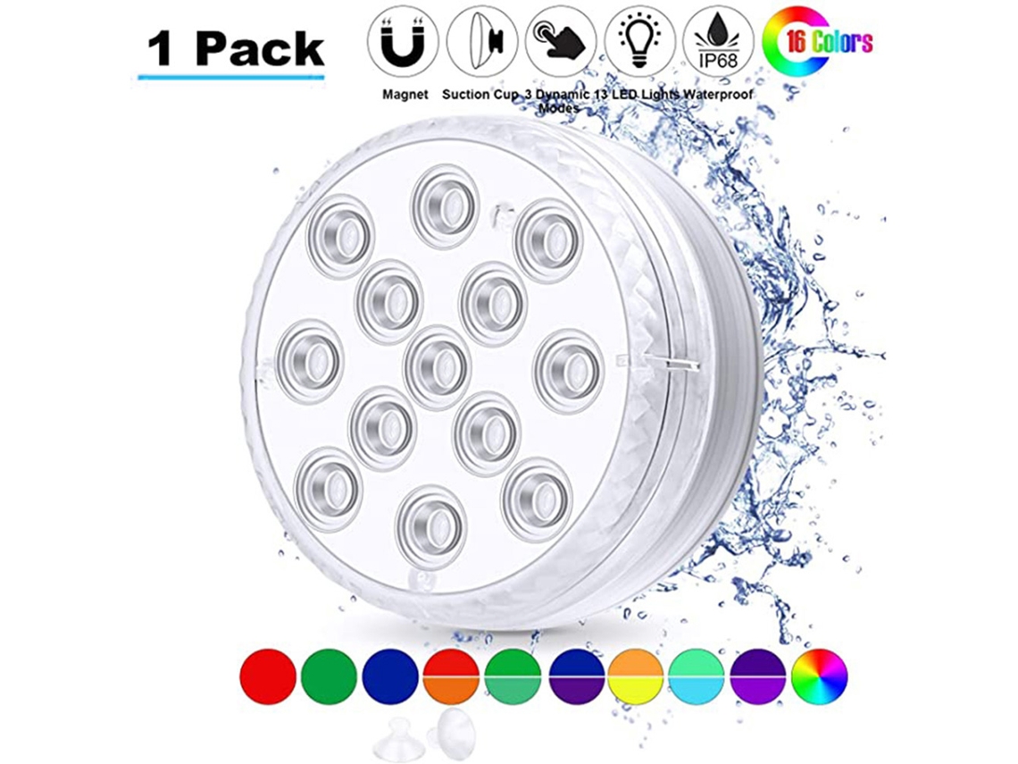 Lâmpada LED submersível com controle remoto RF, IP68, para piscina e jardim | S/MARCA
