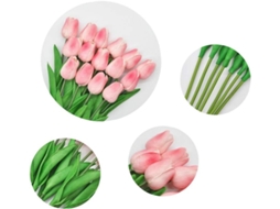 Tulipas Artificiais de Pu, 10 Peças, Toque Realista, Buquê para Casa e Escritório e Casamento AQUAFORGE (rosa)