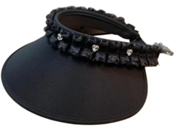 Chapéu de Sol Feminino Elegante, Feito À Mão Com Renda, Acessório Para Festa Na Praia, Preto, Tamanho Único.