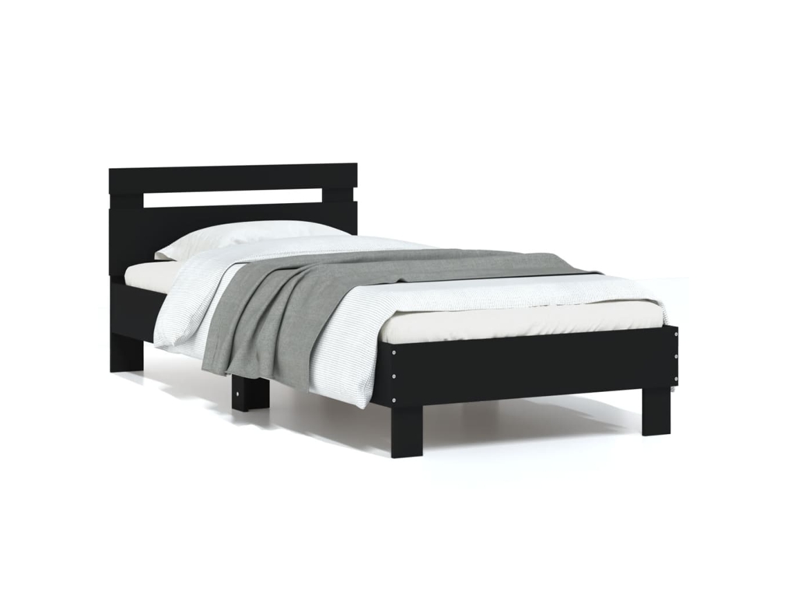 Bed Frame, Bed Frames Vidaxl Preto Madeira Processada (90 X 200 Cm)