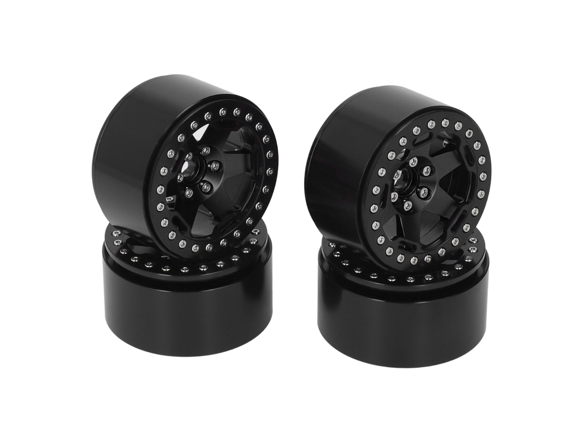 Mali 4pcs Cubos de Roda de 2.2 Polegadas em Liga de Alumínio para Carro Rc Crawler 1/10 Preto