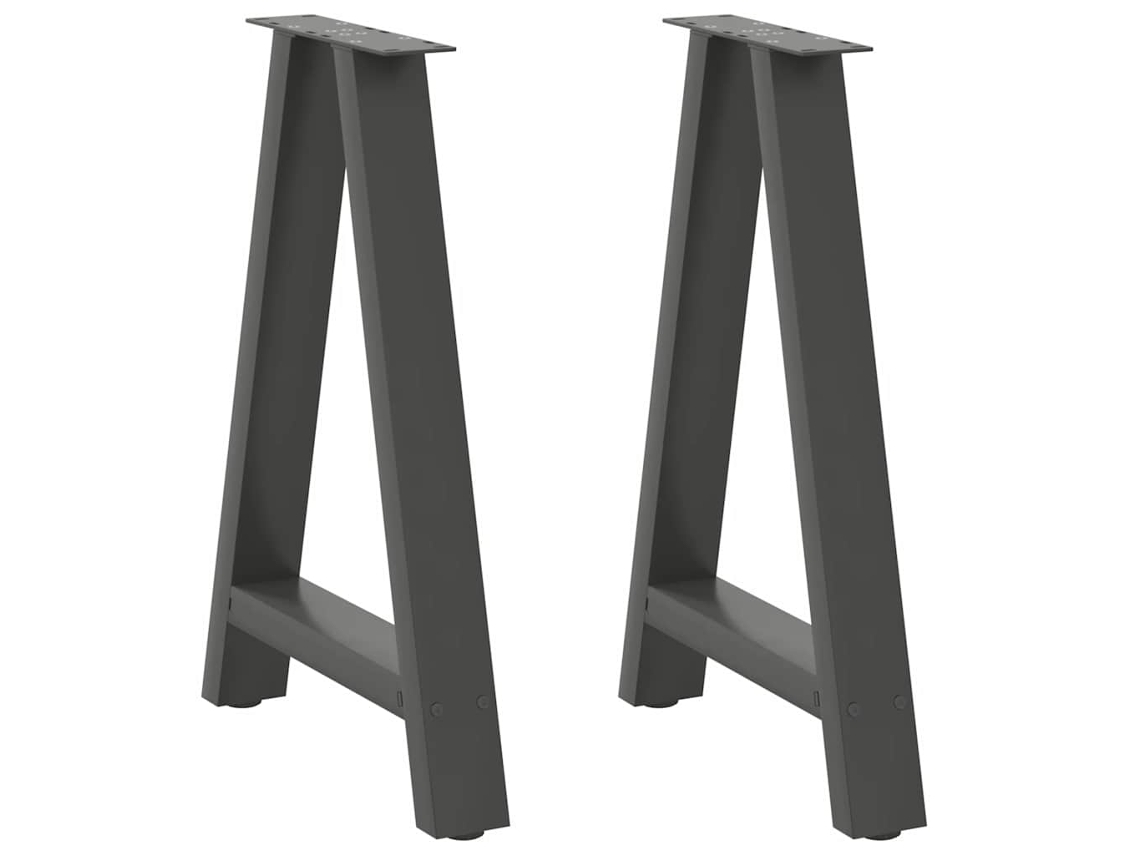 Vidaxl Pés Para Mesa De Jantar Em Formato A, 2 Peças, Antracite, 60x(72-73) Cm, Aço