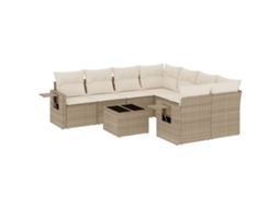 Conjunto de 9 Sofás para Jardim com Almofadões Vime Pe Bege MAISON EXCLUSIVE (90x200 cm)