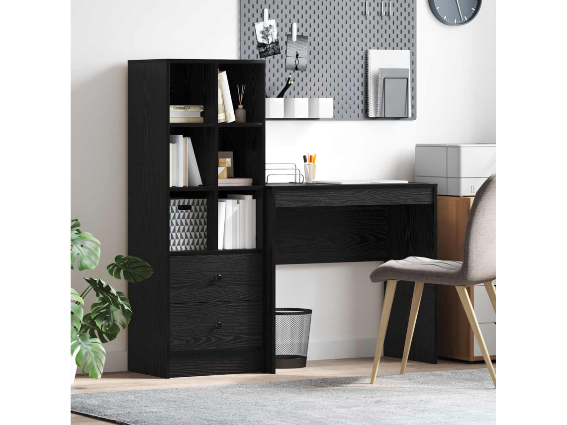 Vidaxl Mesa Com Gaveta Com Prateleira 2 Pcs Carvalho Preto