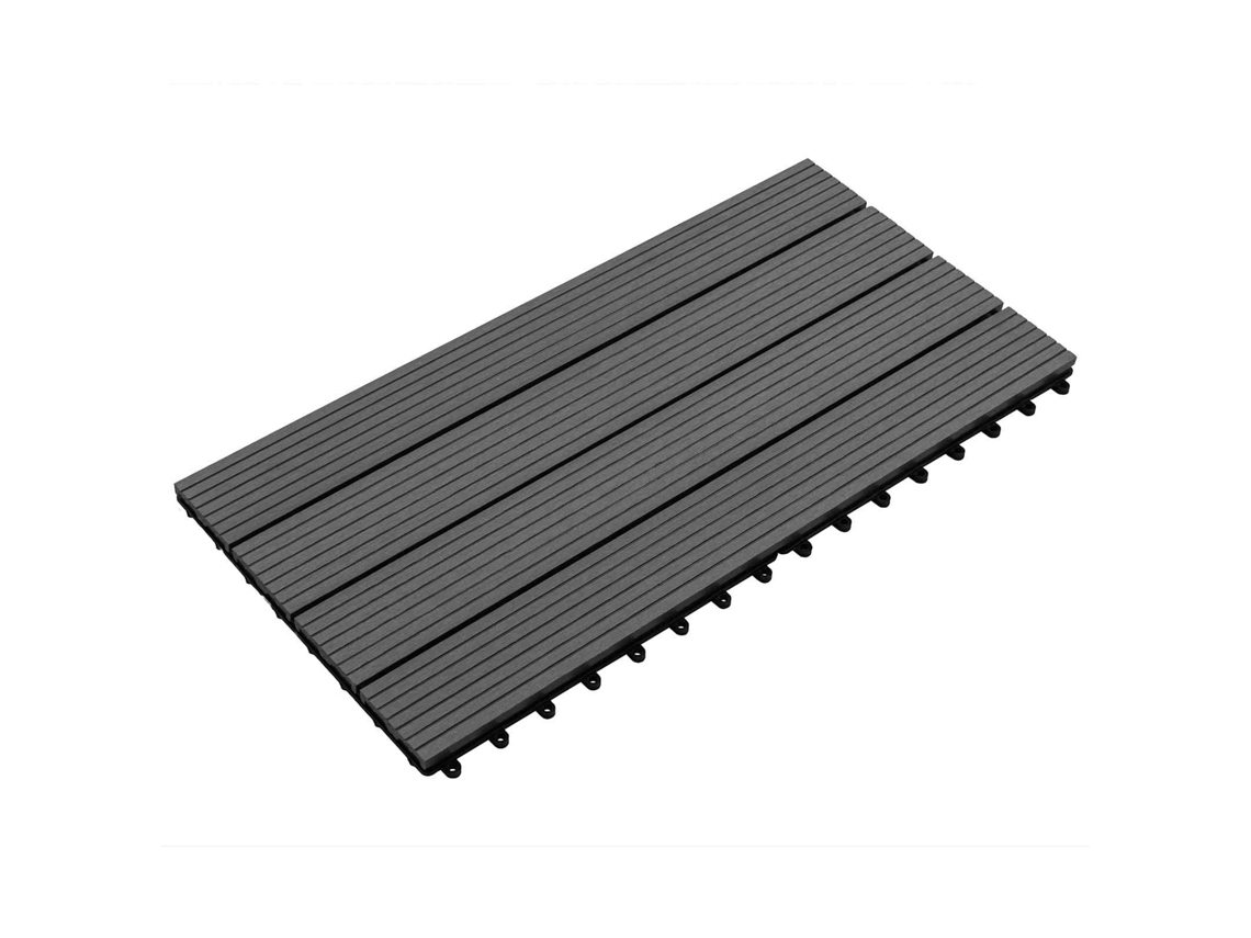 Vidaxl Telha De Deck 6 Unid. Preto 60 X 30 Cm Wpc