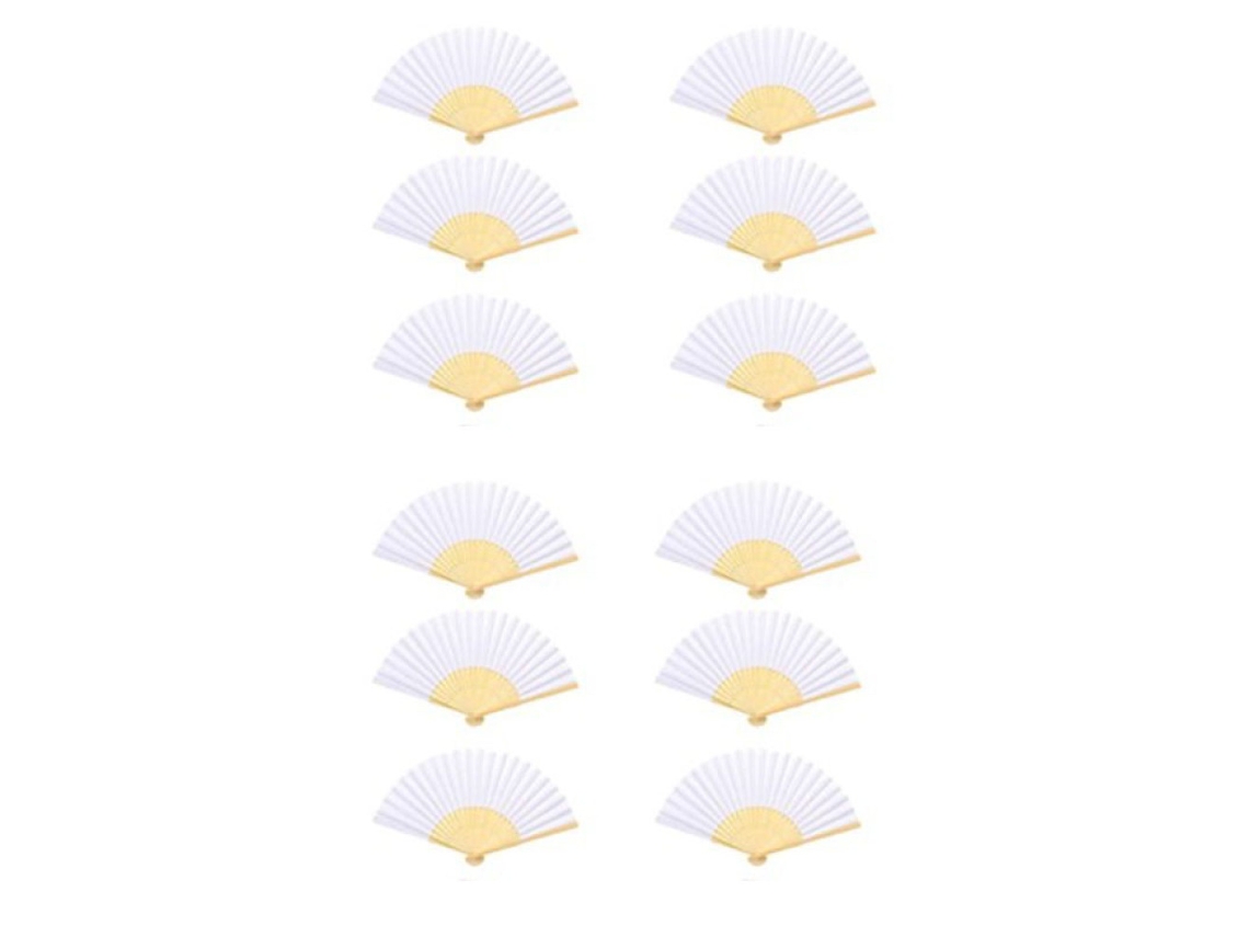 Leques Dobráveis Brancos Elegantes, Leques De Bambu De Papel Feitos À Mão Para Decoração De Casamento, Ideais Para Decoração Diy E Ocasiões Especiais
