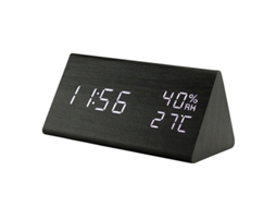 Despertador Led De Madeira Com Visor De Temperatura E Umidade Zeuxo