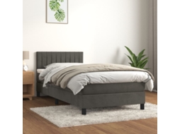 Vidaxl Cama Com Molas/colchão 80x200 Cm Veludo Cinza-escuro
