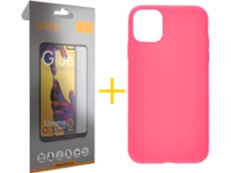 Kit Capa + Película de Vidro Full iPhone 11 Pro Max Skyhe Silicone Rosa
