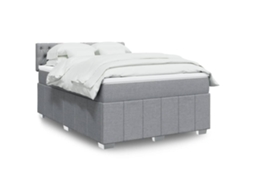 Vidaxl Cama Com Molas/colchão 140x190 Cm Tecido Cinzento-claro