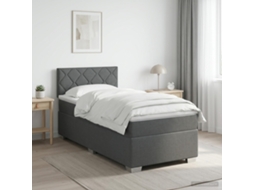Vidaxl Cama Box Spring Com Colchão Cinzento-escuro 90 X 190 Cm Tecido