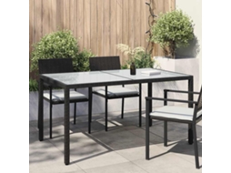 Vidaxl Mesa De Jardim 150x90x75 Cm Vidro Temperado E Vime Pe Preto