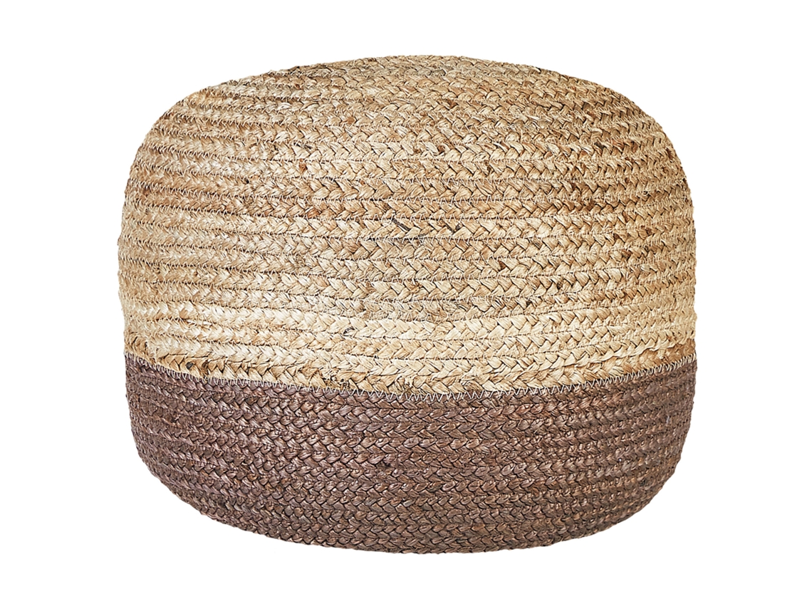 Otomana De Diseño Boho Beliani Duki De Yute Natural 50x50x35