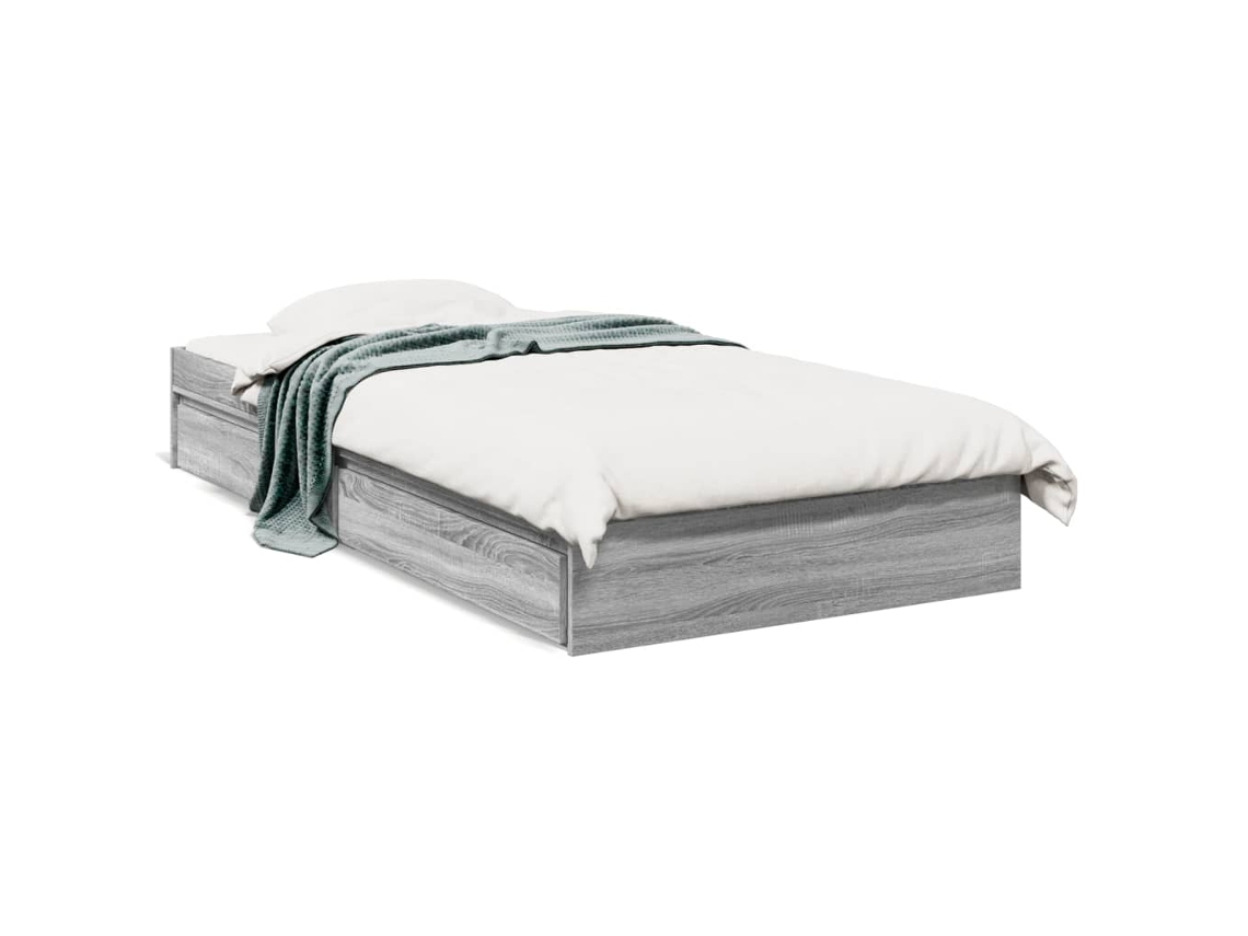 Estrutura de Cama com Gavetas Derivados de Madeira Cinza Sonoma MAISON EXCLUSIVE