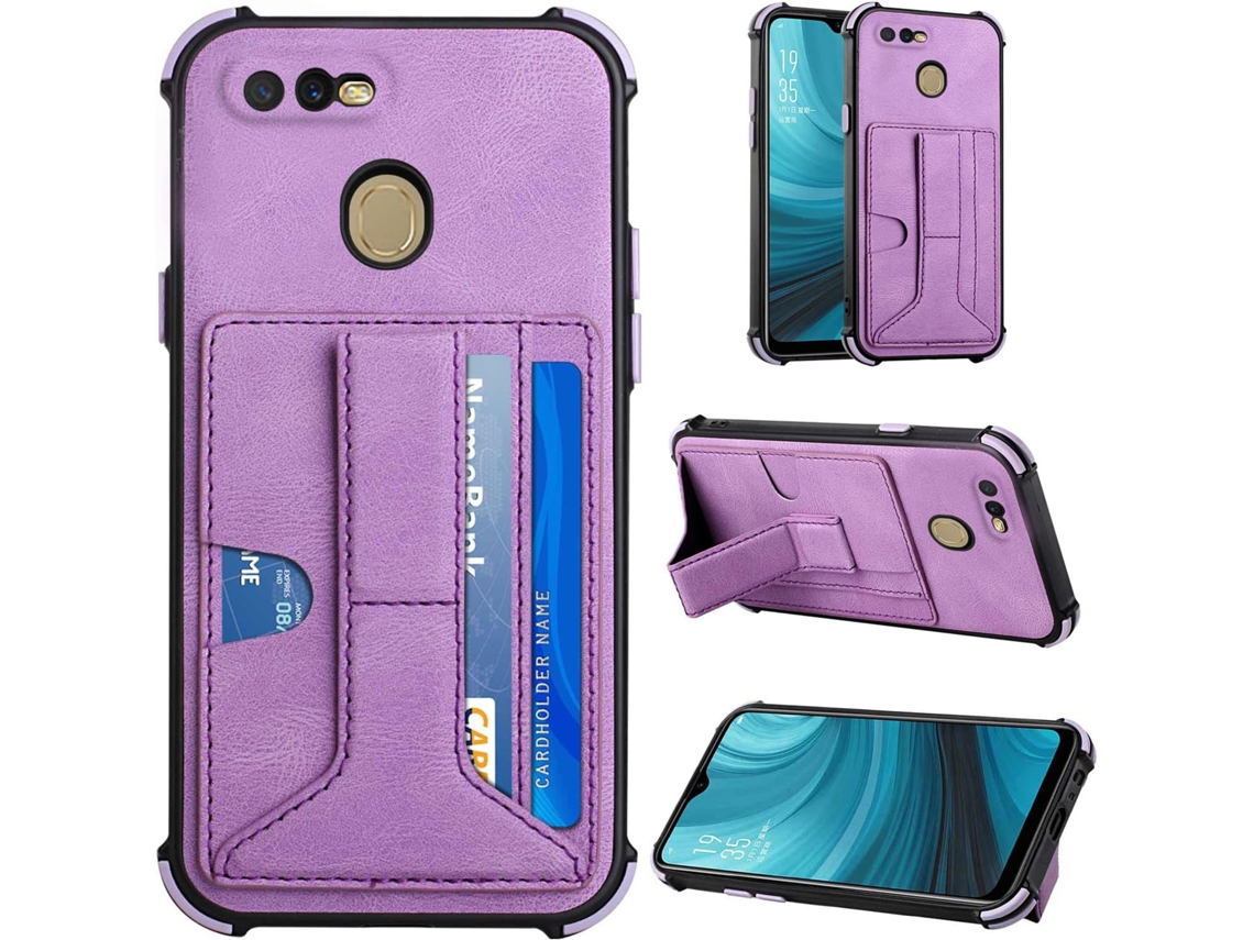 Capa Protetora Antiarranhões para Oppo Oppo A12 HONGWE. com Porta-Cartões Roxo