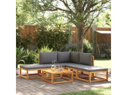 6 Pcs Conjunto De Sofá De Jardim Com Almofadas Acácia Maciça Dkd Home Decor