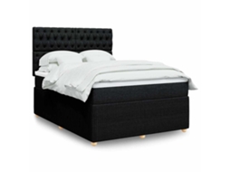 Vidaxl Cama Com Molas/colchão 140x200 Cm Tecido Preto