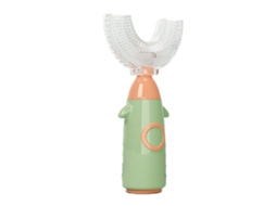 Escova De Dentes Infantil Em Forma De U Com Cabeça E Cabo De Silicone Flexível (l)