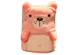Cobertor de Flanela Fofo Forma de Urso Rosa Macio Portátil para Sofa Cama Escritório 80x100cm | S/MARCA