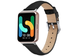 Bracelete para Samsung Galaxy Fit 3 Slim Couro Genuíno Preta XIAOMOYU