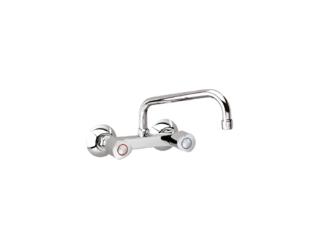 Torneira de Parede Bimando para Cozinha com Bico Alto Inclinado Cromado Série Eco RAMON SOLER