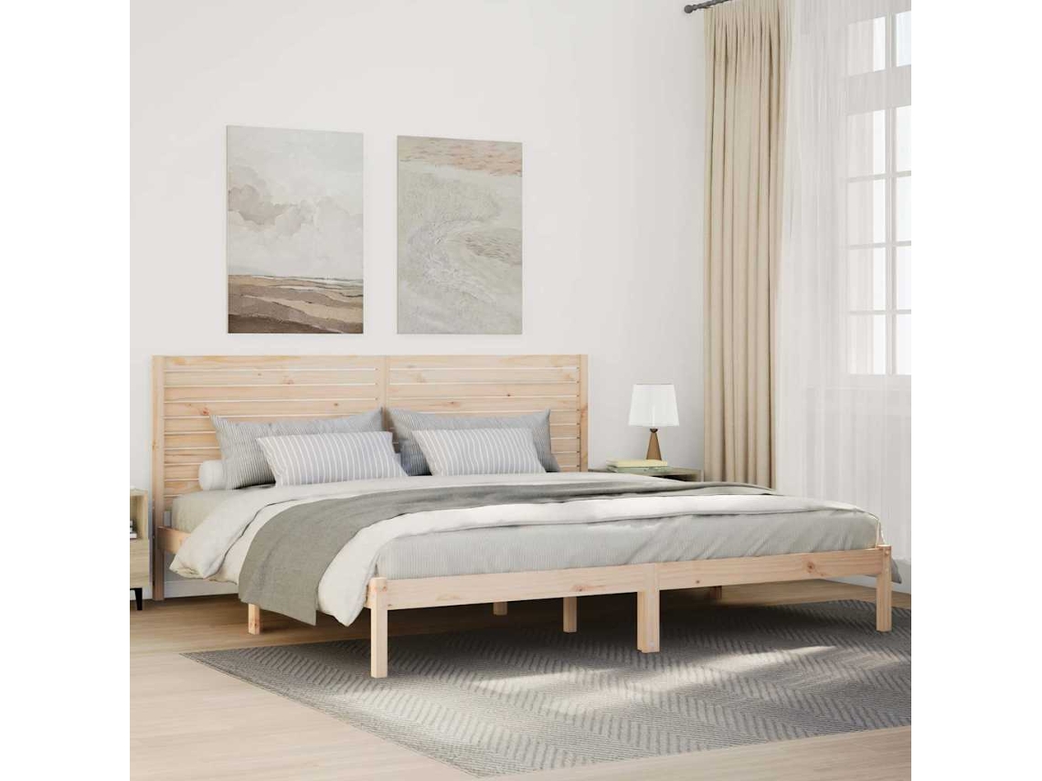Vidaxl Cama Extra Longa Sem Colchão 200x220 Cm Madeira Maciça