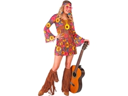Fato de hippie floral com franjas para mulher