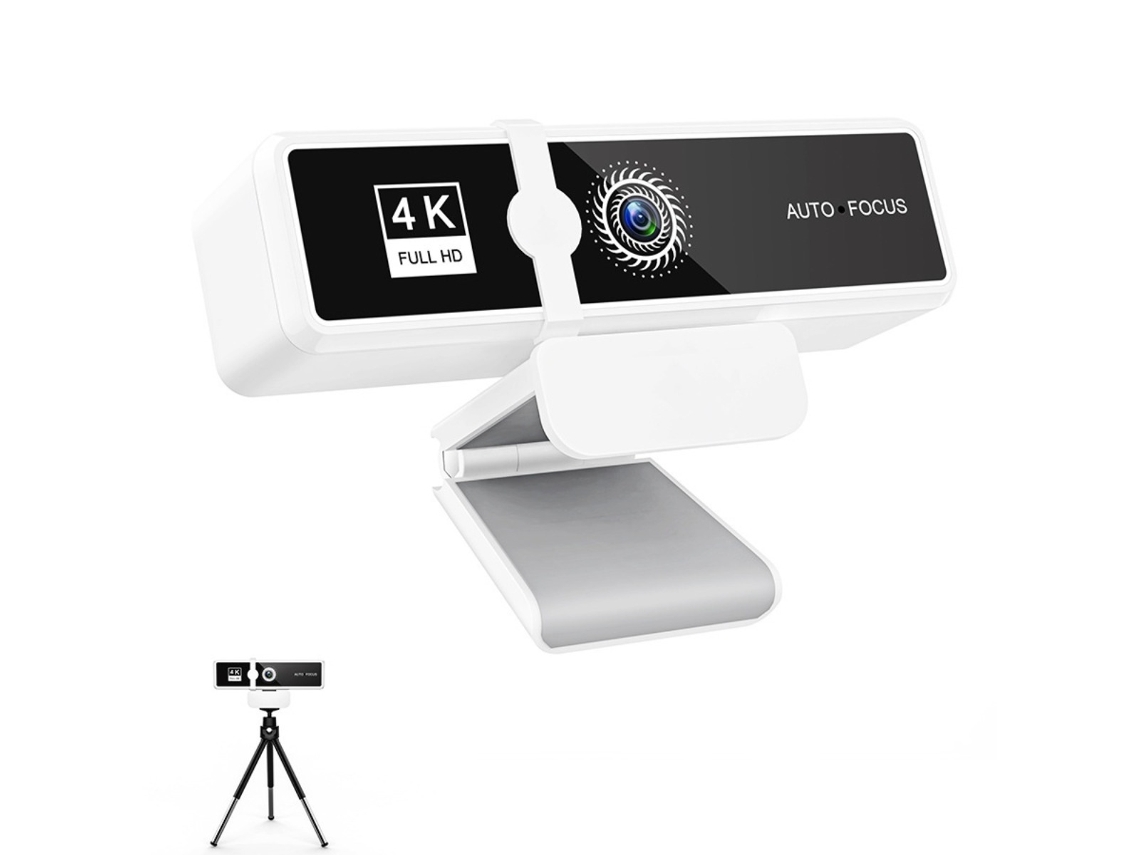 Webcam Usb W9 4k Hd Com Microfone Embutido, Foco Automático E Proteção De Privacidade - Branca