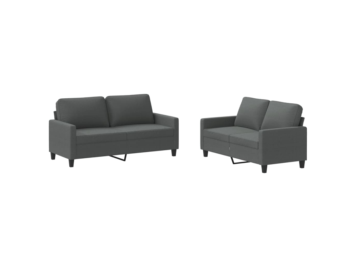 2 Pcs Conjunto de Sofás com Almofadões Tecido Cinzento escuro MAISON EXCLUSIVE