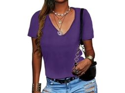 Escolha Sólida - Camisola De Verão Para Mulher - Mangas Curtas - Gola V - Moldeado - Leve - Supermacio - Sem Dobras