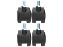 Four 1.5-inch Pu Casters With Brakes – Black Swivel Wheels Suitable For Shelves, Cabinets, And Trolleys.