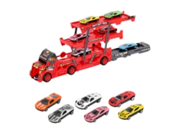 Ats brinquedo de Caminhão Transportador de Carros com 6 Mini Carros Conjunto Plegável de 3 Camadas para Crianças